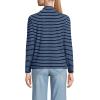 Women’s Drapey Rib Skimming Long Sleeve Mock Neck Shirt(Deep Sea Navy/Ivory Stripe)