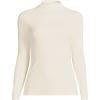 Women’s Drapey Rib Skimming Long Sleeve Mock Neck Shirt(Fresh Ivory)