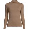 Women’s Drapey Rib Skimming Long Sleeve Mock Neck Shirt(Honey Beige)