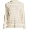 Women’s Drapey Rib Skimming Long Sleeve Mock Neck Shirt(Ivory/Champagne Stripe)