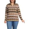 Lands’ End Anyweather Fleece Quarter Zip Pullover(Lilac/Camel Fairisle)