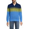 Lands’ End Bedford Rib Quarter Zip Pullover Sweater(Muted Cobalt Placed Stripe)
