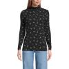 Lands’ End Lightweight Jersey Long Sleeve Turtleneck(Black/Cobalt Tiny Floral)