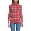 Lands’ End Lightweight Jersey Long Sleeve Turtleneck(Compass Red/Emerald Plaid)