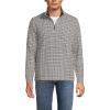 Lands’ End Men’s Bedford Rib Casual Quarter Zip Sweater(Ivory Latte/Brown Houndstooth)