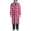 Lands’ End Men’s Fleece Robe(Ivory/Rich Red Plaid)