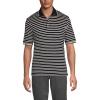 Lands’ End Men’s Short Sleeve American-Grown Supima Cotton Polo Shirt(Black/Warm Almond Stripe)