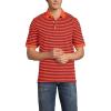 Lands’ End Men’s Short Sleeve American-Grown Supima Cotton Polo Shirt(Burgundy/Persimmon Stripe)