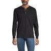 Lands’ End Men’s Super-T Long Sleeve Henley Shirt(Black)