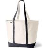 Lands’ End Open Top Canvas Tote Bag(Natural/Black)