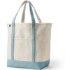 Lands’ End Open Top Canvas Tote Bag(Natural/Pale Teal)