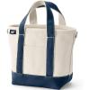 Lands’ End Open Top Canvas Tote Bag(Natural/Radiant Navy)