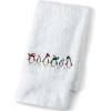 Lands’ End Seasonal Embroidered Festive Tree Bath- Hand Towel(Frosty Penguins)