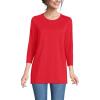 Lands’ End Women’s 3/4 Sleeve Supima Cotton Crewneck Tunic(Compass Red)