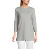 Lands’ End Women’s 3/4 Sleeve Supima Cotton Crewneck Tunic(Gray Heather)