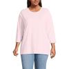 Lands’ End Women’s 3/4 Sleeve Supima Cotton Crewneck Tunic(Pink)