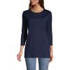 Lands’ End Women’s 3/4 Sleeve Supima Cotton Crewneck Tunic(Radiant Navy)
