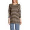 Lands’ End Women’s 3/4 Sleeve Supima Cotton Crewneck Tunic(Roasted Rye Breton Stripe)