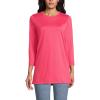 Lands’ End Women’s 3/4 Sleeve Supima Cotton Crewneck Tunic(Rouge Pink)