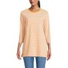 Lands’ End Women’s 3/4 Sleeve Supima Cotton Crewneck Tunic(Sweet Mango Micro Stripe)