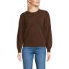 Lands’ End Women’s Cashmere Puff Sleeve Crew Neck Sweater(Dark Carob Heather)