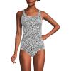 Lands’ End Women’s Chlorine Resistant Soft Cup Tugless Sporty One Piece Swimsuit(Black/White Decor Paisley)