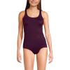 Lands’ End Women’s Chlorine Resistant Soft Cup Tugless Sporty One Piece Swimsuit(Dark Wine)