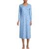 Lands’ End Women’s Cotton Long Sleeve Midcalf Nightgown(Clear Blue Sky Skiers)