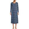 Lands’ End Women’s Cotton Long Sleeve Midcalf Nightgown(Deep Sea Navy Floral Mix)