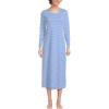 Lands’ End Women’s Cotton Long Sleeve Midcalf Nightgown(White/Clear Blue Sky Stripe)