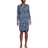 Lands’ End Women’s Cotton Poplin Long Sleeve Sleepshirt Nightgown(Deep Sea Navy Blooms)