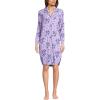 Lands’ End Women’s Cotton Poplin Long Sleeve Sleepshirt Nightgown(Lilac Petal Snow Drop Floral)