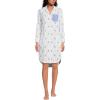 Lands’ End Women’s Cotton Poplin Long Sleeve Sleepshirt Nightgown(White/Blue Floral Stripe)