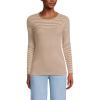 Lands’ End Women’s Cotton Rib Knit T-Shirt(Canyon Camel Tiny Stripe)