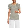 Lands’ End Women’s Cotton Rib Knit T-Shirt(Dark Cilantro Mini Stripe)