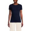 Lands’ End Women’s Cotton Rib Knit T-Shirt(Deep Sea Navy)