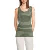 Lands’ End Women’s Cotton Tank Top(Washed Moss/Ivory Stripes)