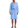 Lands’ End Women’s Cotton Terry Knee Length Spa Bath Robe(Clear Blue Sky)