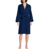 Lands’ End Women’s Cotton Terry Knee Length Spa Bath Robe(Deep Sea Navy)