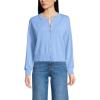 Lands’ End Women’s Cropped Fine Gauge Crew Neck Cardigan Sweater(Clear Blue Sky)