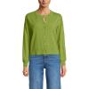 Lands’ End Women’s Cropped Fine Gauge Crew Neck Cardigan Sweater(Winter Pear)