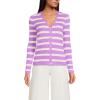 Lands’ End Women’s Drifter Baby Cable Vneck Cardigan Sweater(Fresh Ivory/Orchid Stripe)