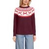Lands’ End Women’s Drifter Jacquard Raglan Crew Neck Sweater(Burgundy Bow Fairisle)