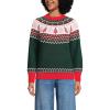 Lands’ End Women’s Drifter Jacquard Raglan Crew Neck Sweater(Trees/Green and Red)