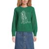 Lands’ End Women’s Drifter Jacquard Raglan Crew Neck Sweater(Winter Dog/Green)
