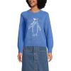 Lands’ End Women’s Drifter Jacquard Raglan Crew Neck Sweater(Winter Penguin/Blue)