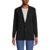 Lands’ End Women’s Fine Gauge Cotton Button Front Blazer Sweater(Black)