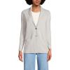 Lands’ End Women’s Fine Gauge Cotton Button Front Blazer Sweater(Light Gray Heather)