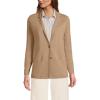 Lands’ End Women’s Fine Gauge Cotton Button Front Blazer Sweater(Vicuna Heather)
