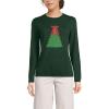 Lands’ End Women’s Fine Gauge Cotton Crewneck Sweater(Tree With Bow/Green)